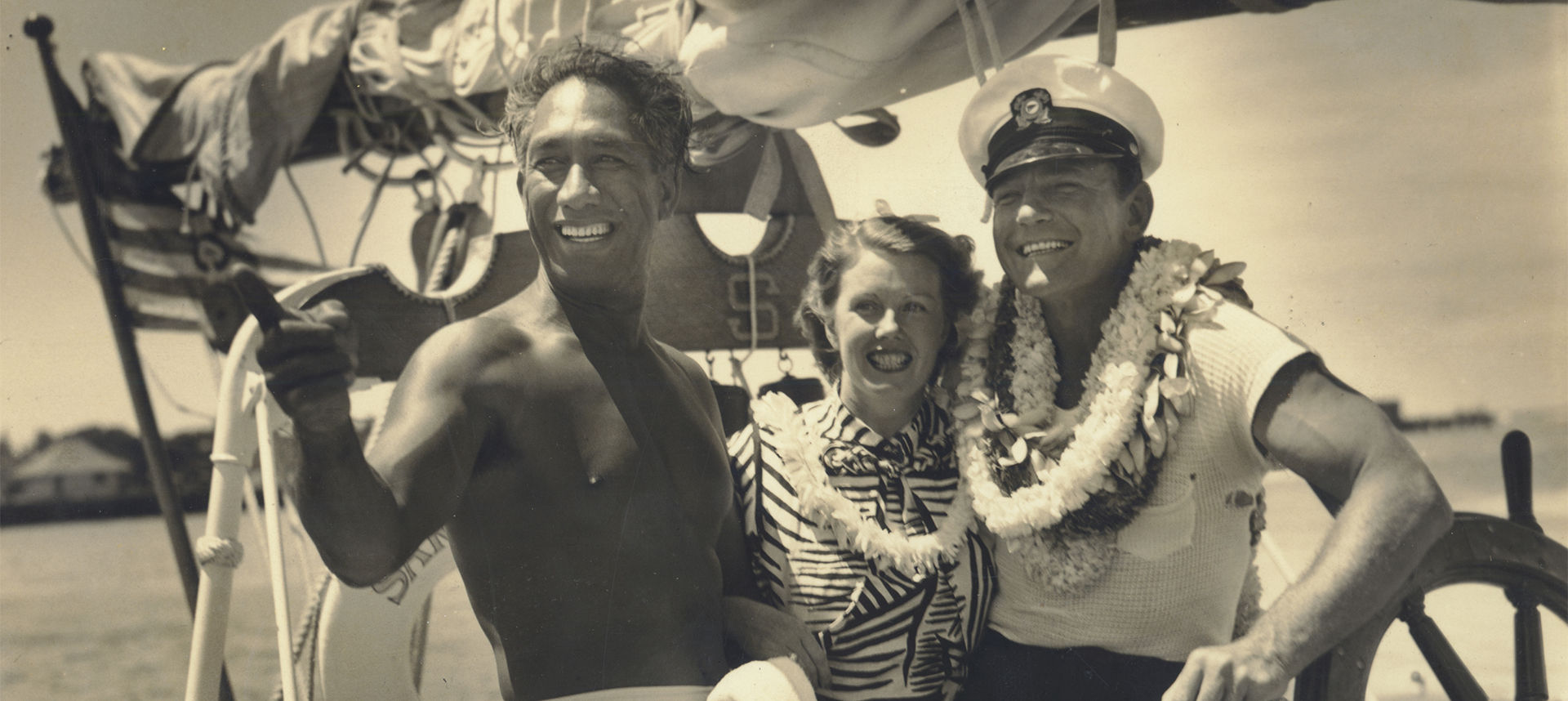 Duke on a sailboat