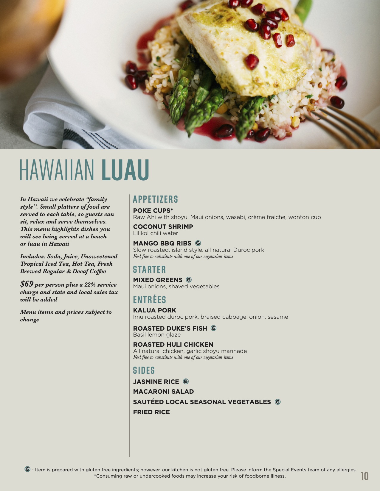 Banquet Menu Hawaiian Luau