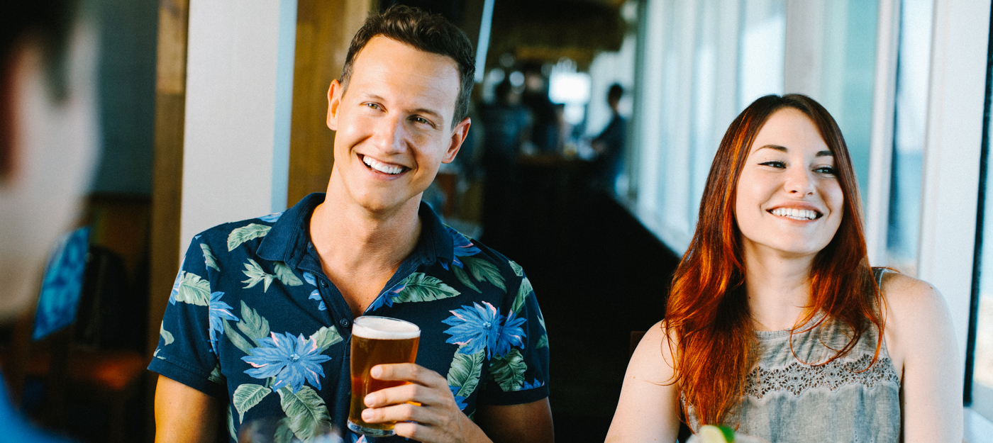 Friends enjoying a beer together