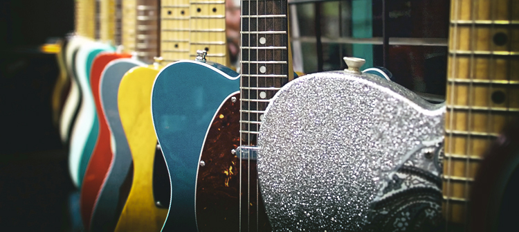 Guitars lined up