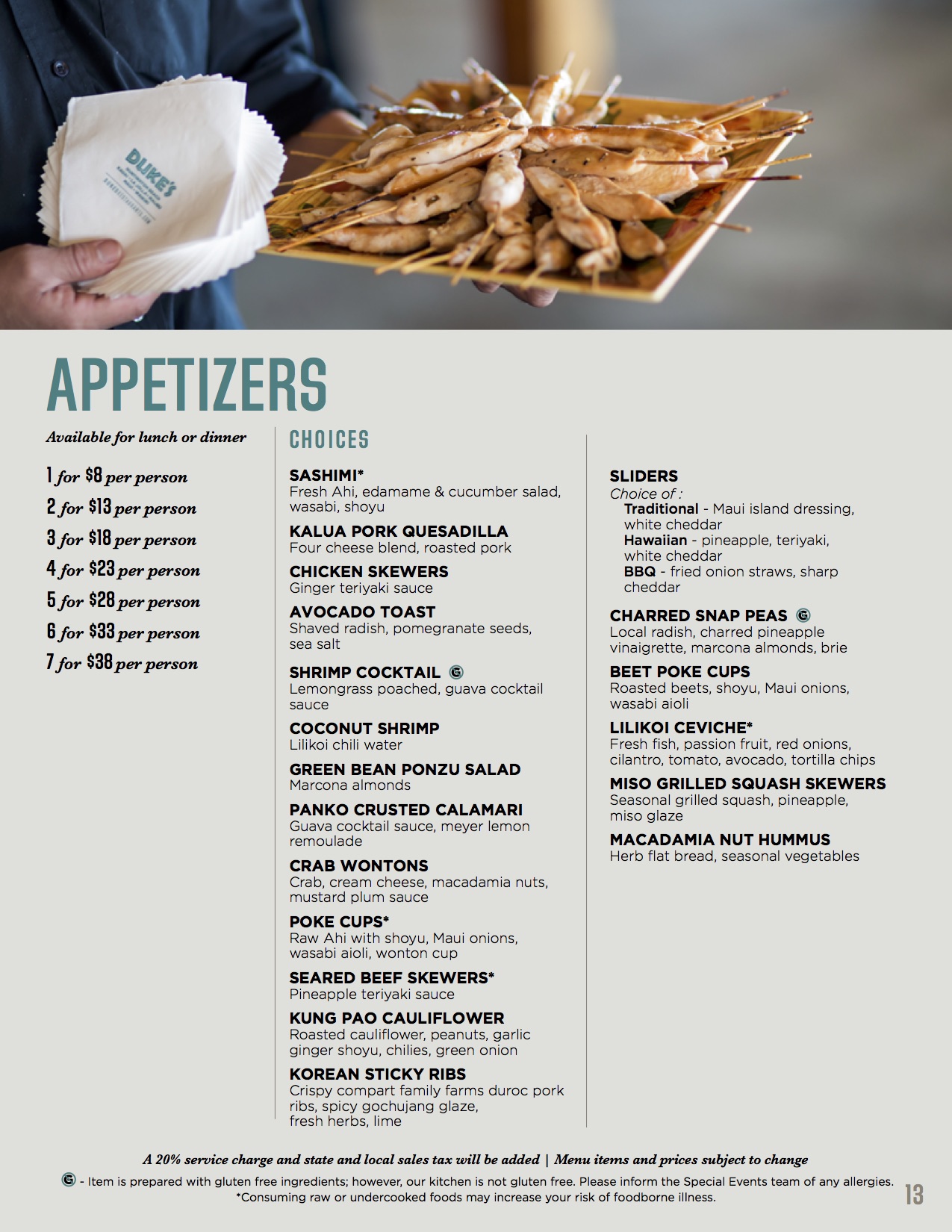 Wedding Appetizers Menu